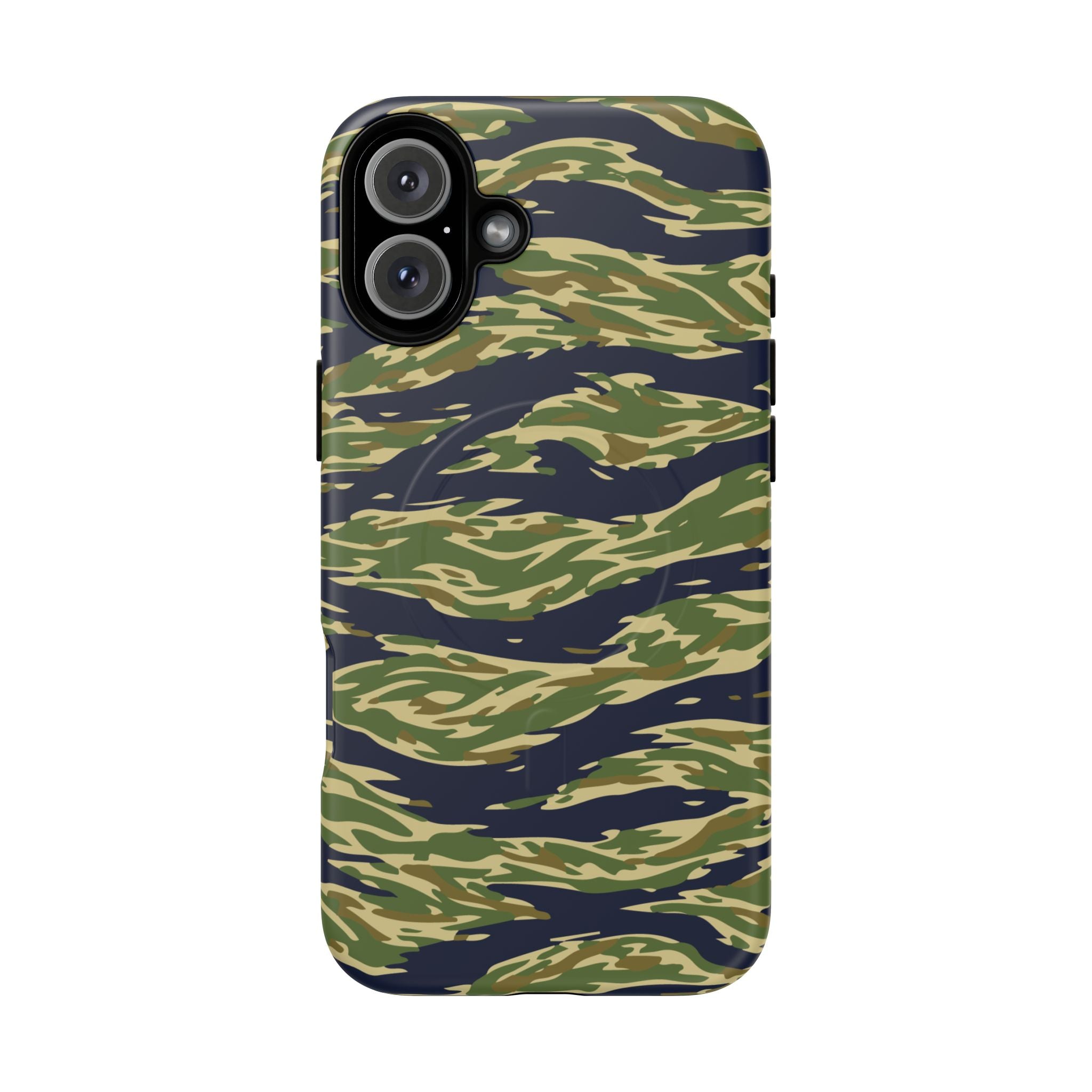 MagSafe® Compatible Tiger Stripe Camouflage iPhone Case – Matte Protective Military Camo Cover