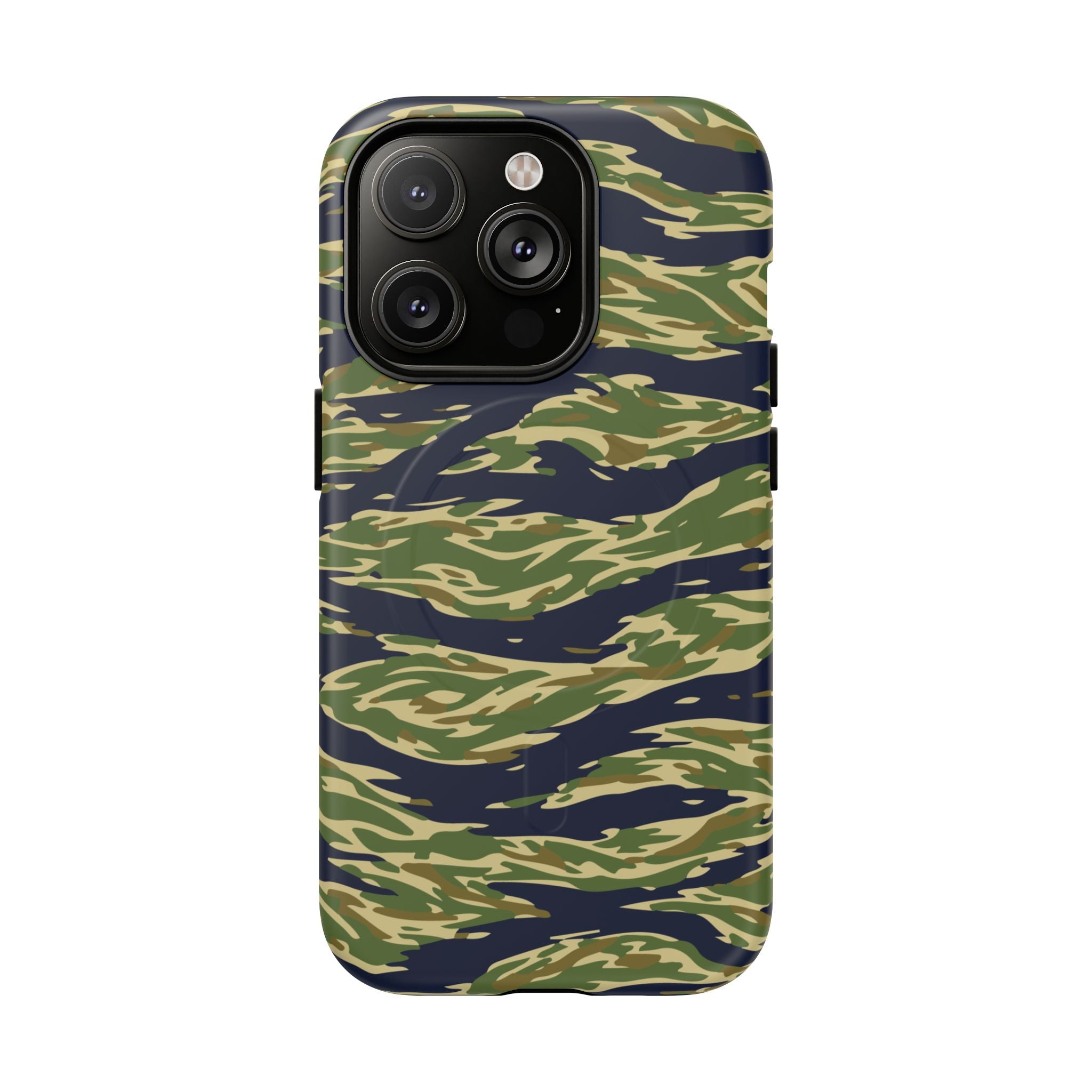 MagSafe® Compatible Tiger Stripe Camouflage iPhone Case – Matte Protective Military Camo Cover