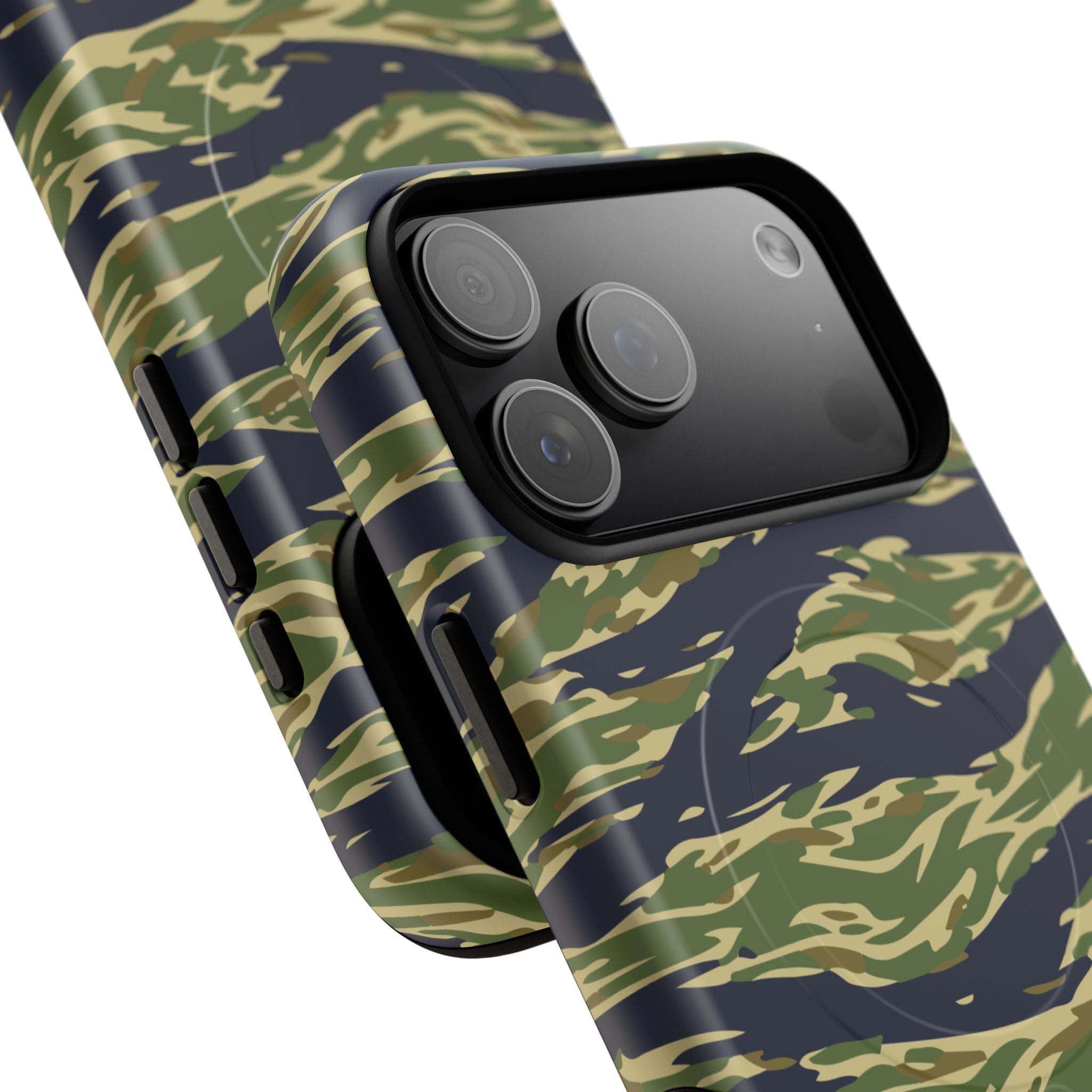 MagSafe® Compatible Tiger Stripe Camouflage iPhone Case – Matte Protective Military Camo Cover
