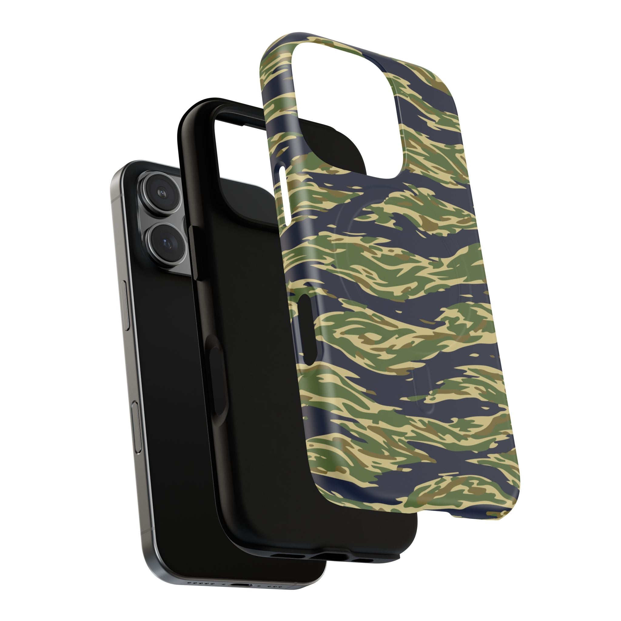MagSafe® Compatible Tiger Stripe Camouflage iPhone Case – Matte Protective Military Camo Cover