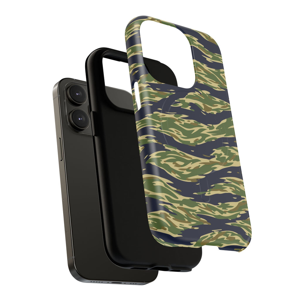 MagSafe® Compatible Tiger Stripe Camouflage iPhone Case – Matte Protective Military Camo Cover