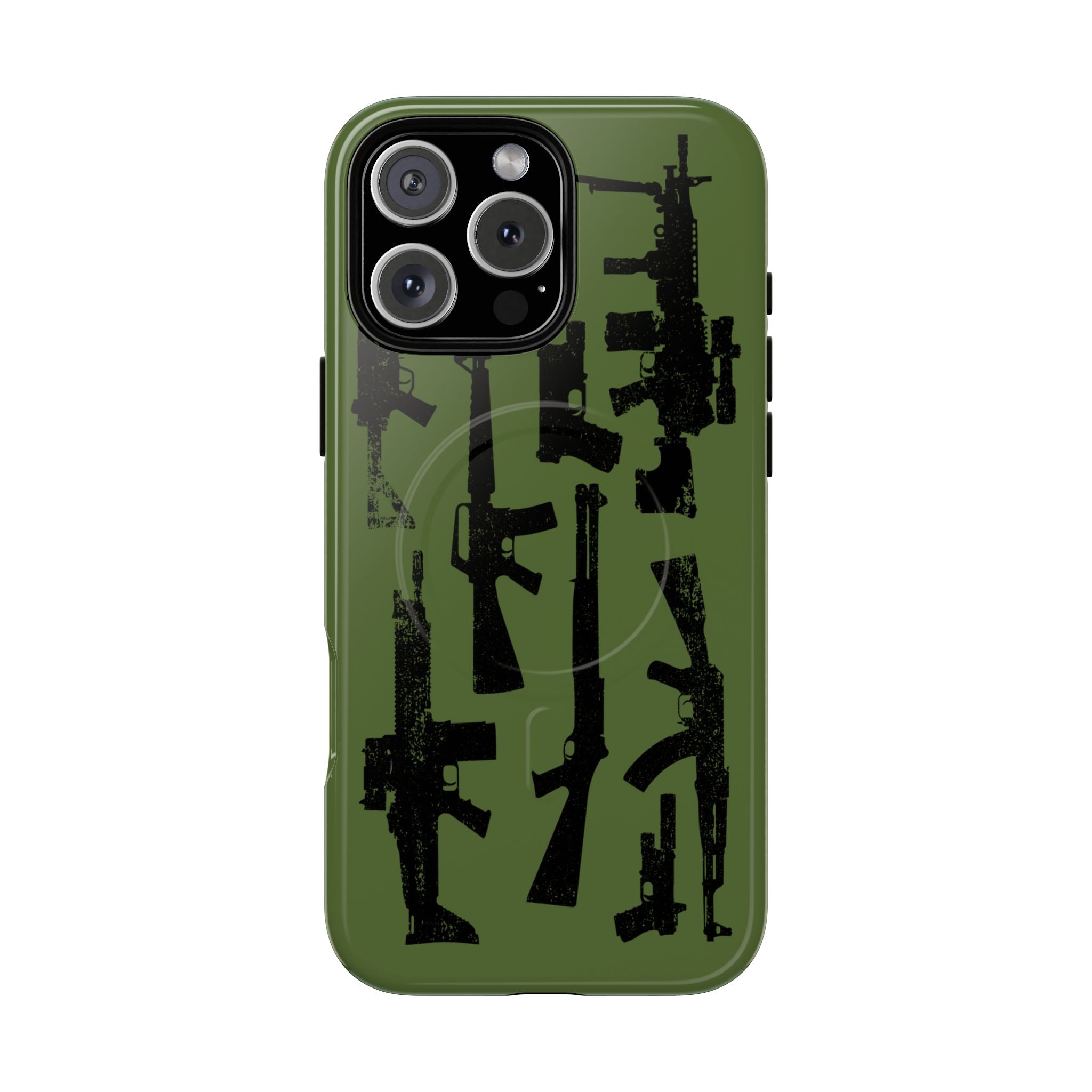 MagSafe Compatible GREEN 'Machine'-Gun iPhone Tough Case