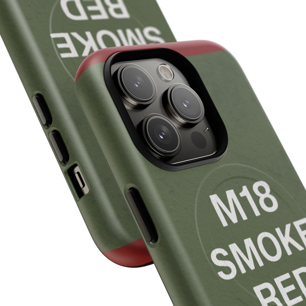 MagSafe® Compatible M18 Smoke Red Tough Phone Case — Military Green Protective Cover