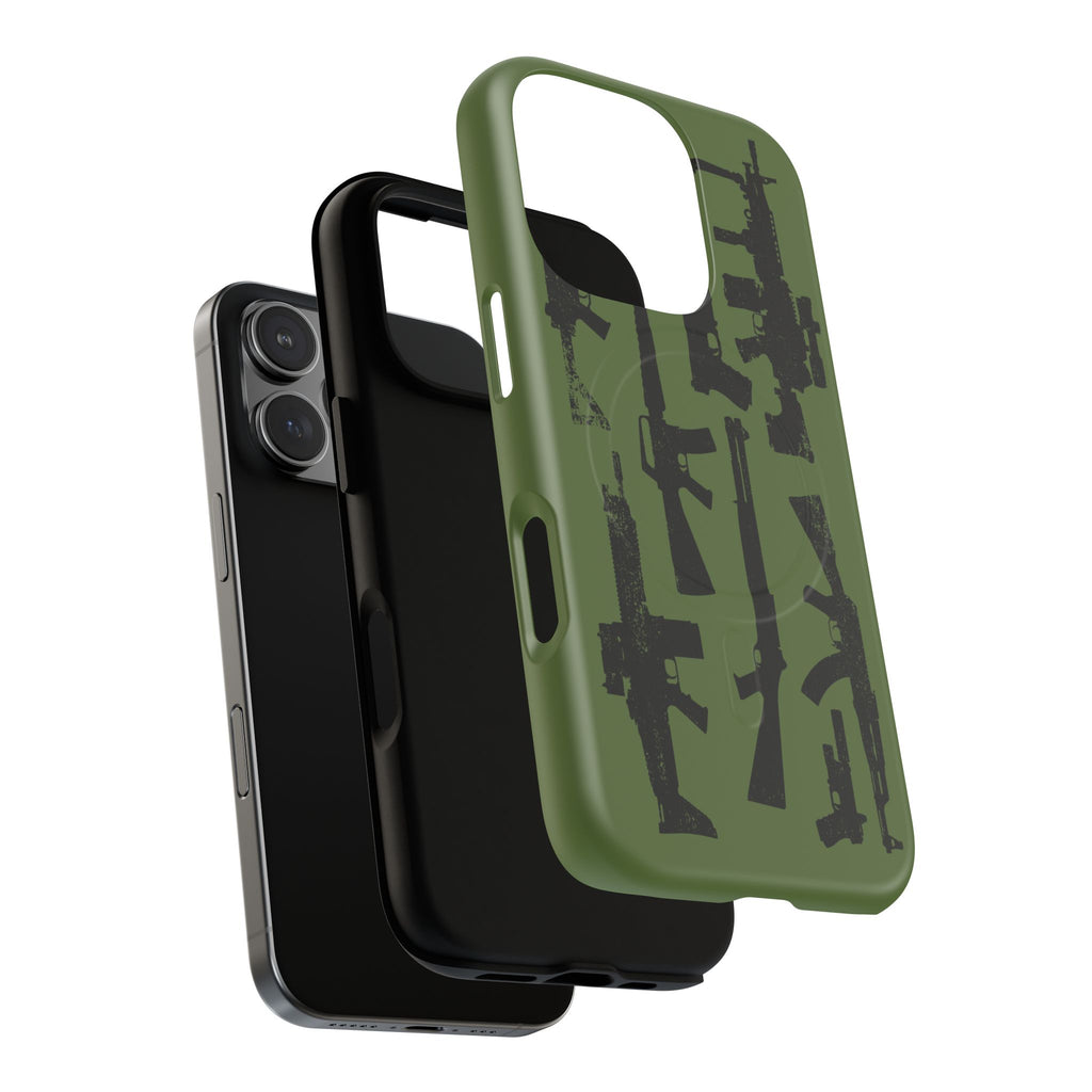 MagSafe Compatible GREEN 'Machine'-Gun iPhone Tough Case