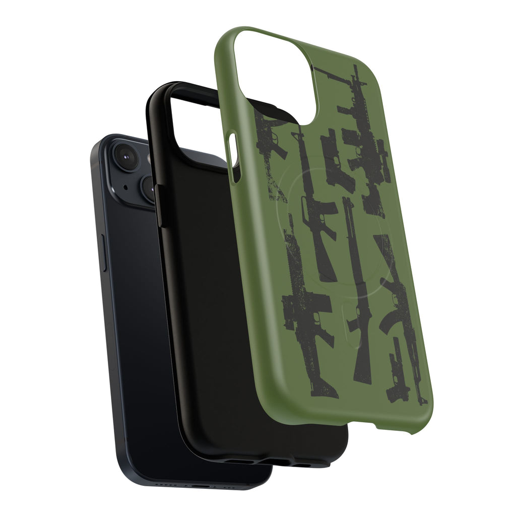 MagSafe Compatible GREEN 'Machine'-Gun iPhone Tough Case