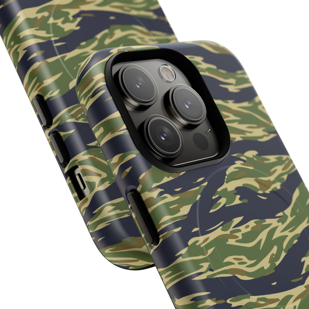 MagSafe® Compatible Tiger Stripe Camouflage iPhone Case – Matte Protective Military Camo Cover