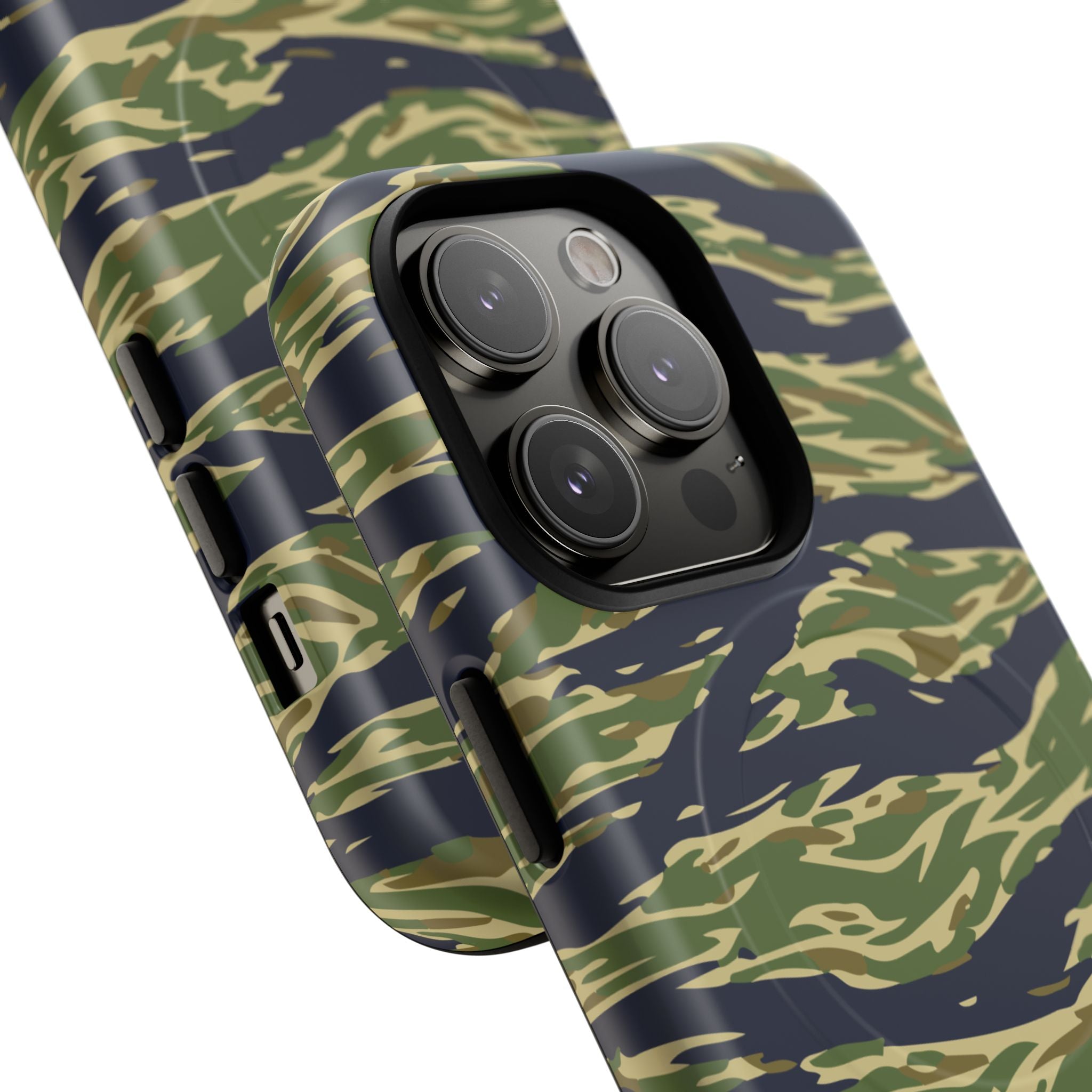 MagSafe® Compatible Tiger Stripe Camouflage iPhone Case – Matte Protective Military Camo Cover