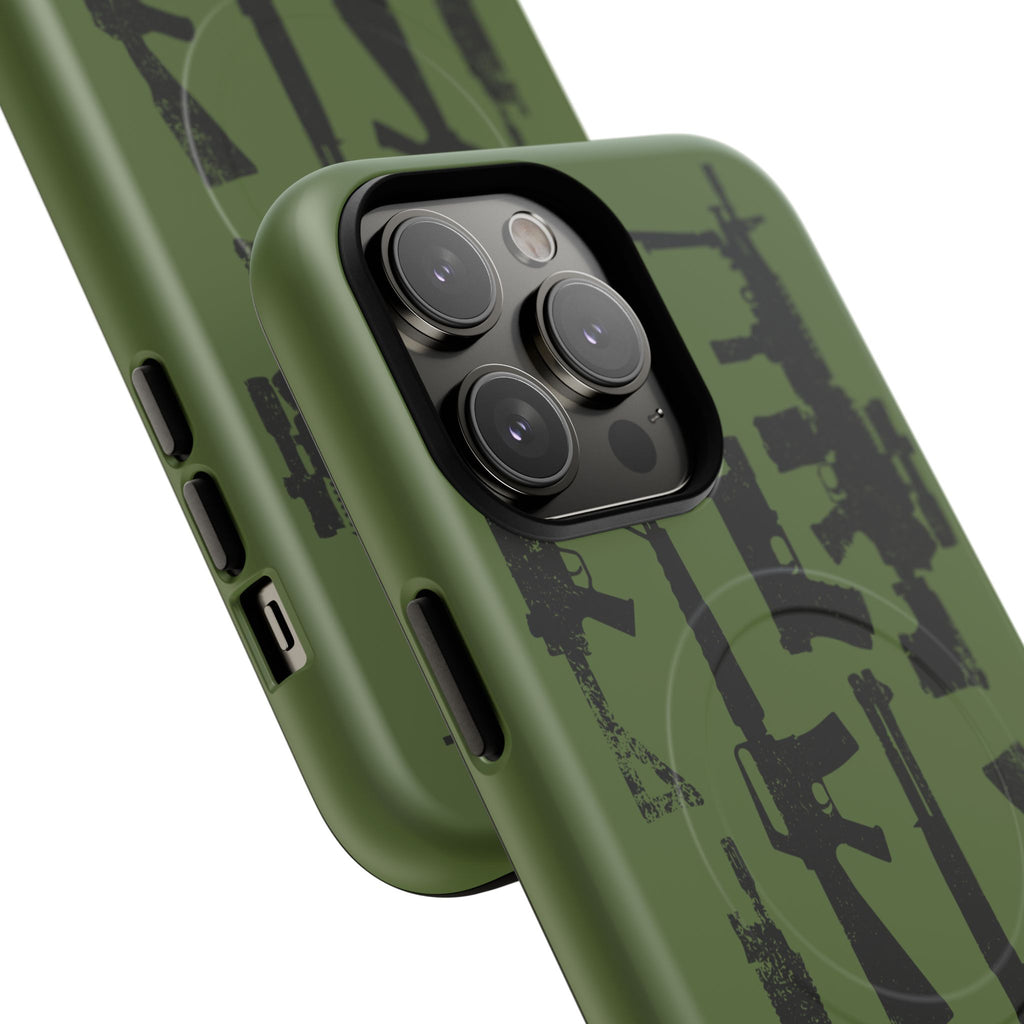 MagSafe Compatible GREEN 'Machine'-Gun iPhone Tough Case