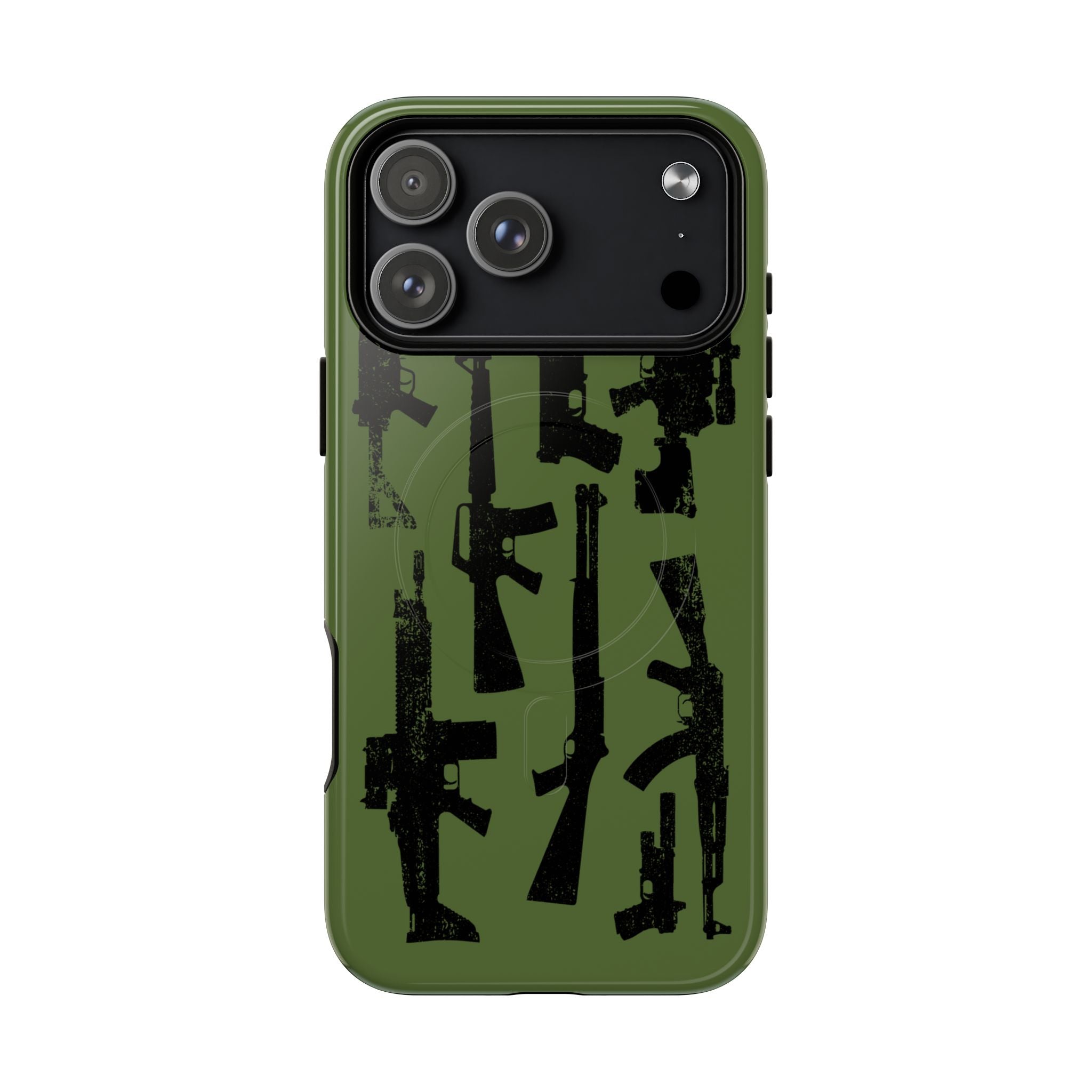 MagSafe Compatible GREEN 'Machine'-Gun iPhone Tough Case