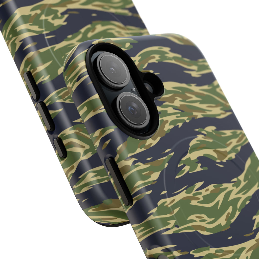 MagSafe® Compatible Tiger Stripe Camouflage iPhone Case – Matte Protective Military Camo Cover