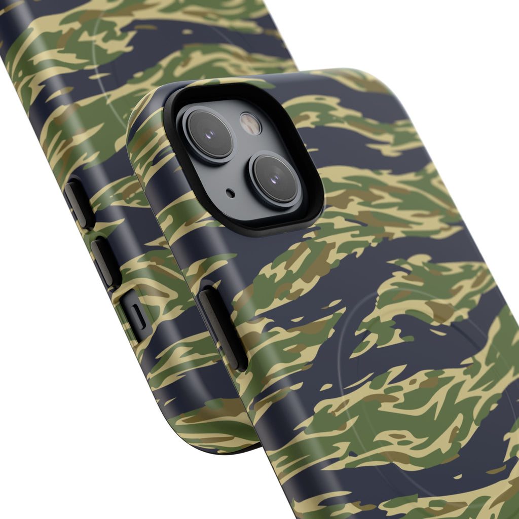 MagSafe® Compatible Tiger Stripe Camouflage iPhone Case – Matte Protective Military Camo Cover