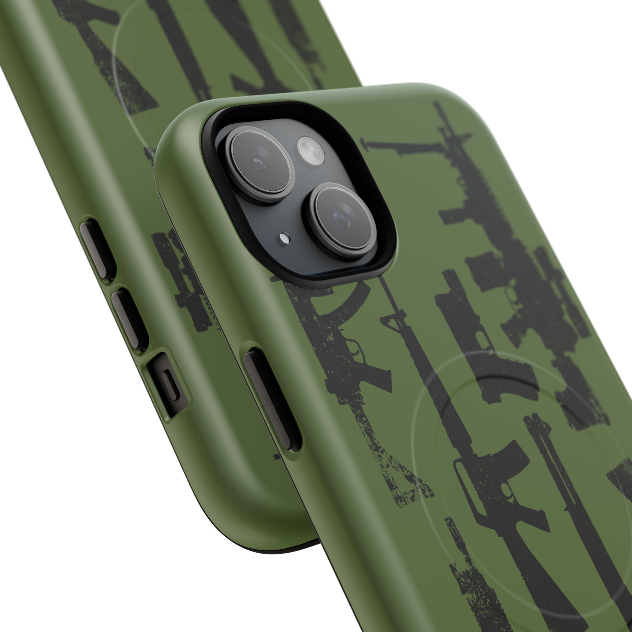 MagSafe Compatible GREEN 'Machine'-Gun iPhone Tough Case