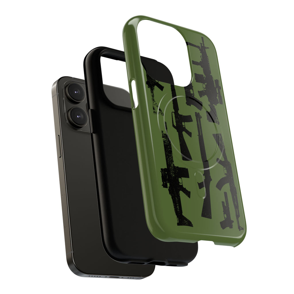 MagSafe Compatible GREEN 'Machine'-Gun iPhone Tough Case