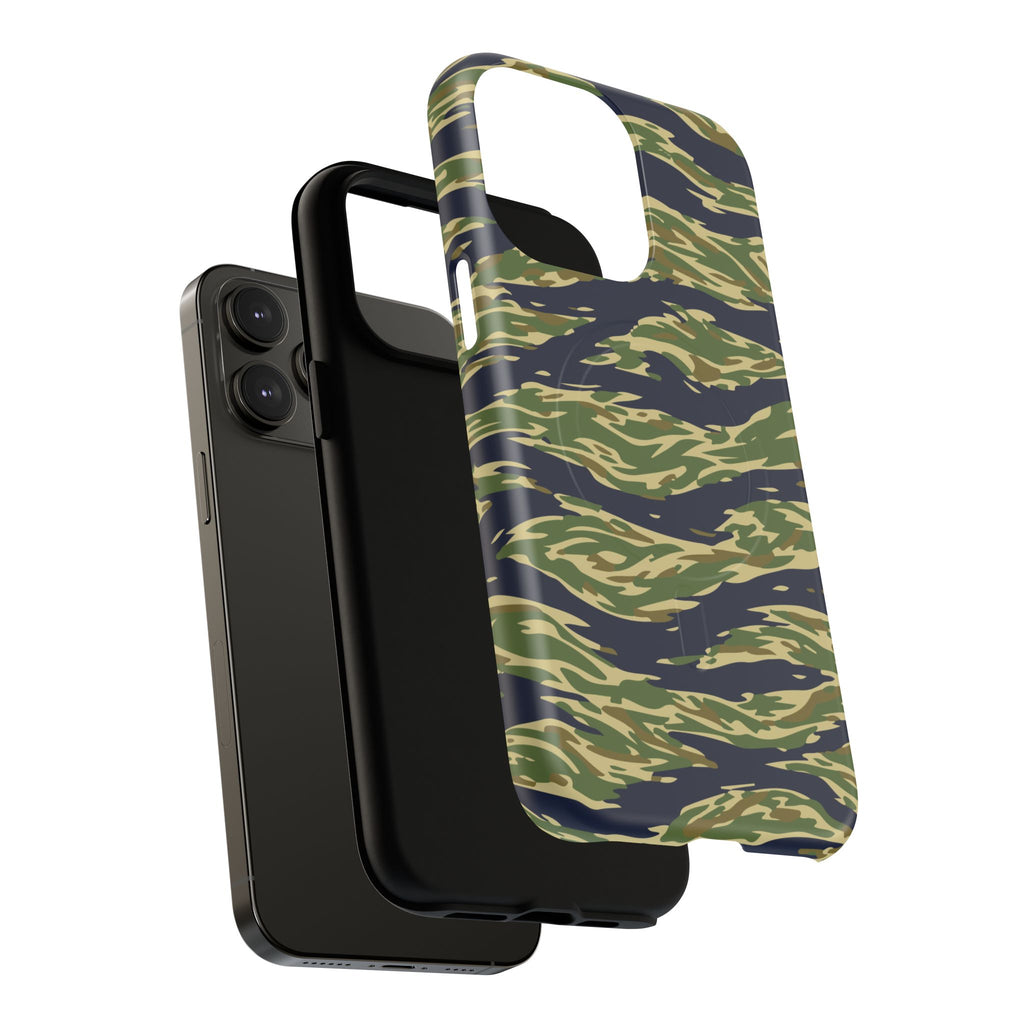 MagSafe® Compatible Tiger Stripe Camouflage iPhone Case – Matte Protective Military Camo Cover