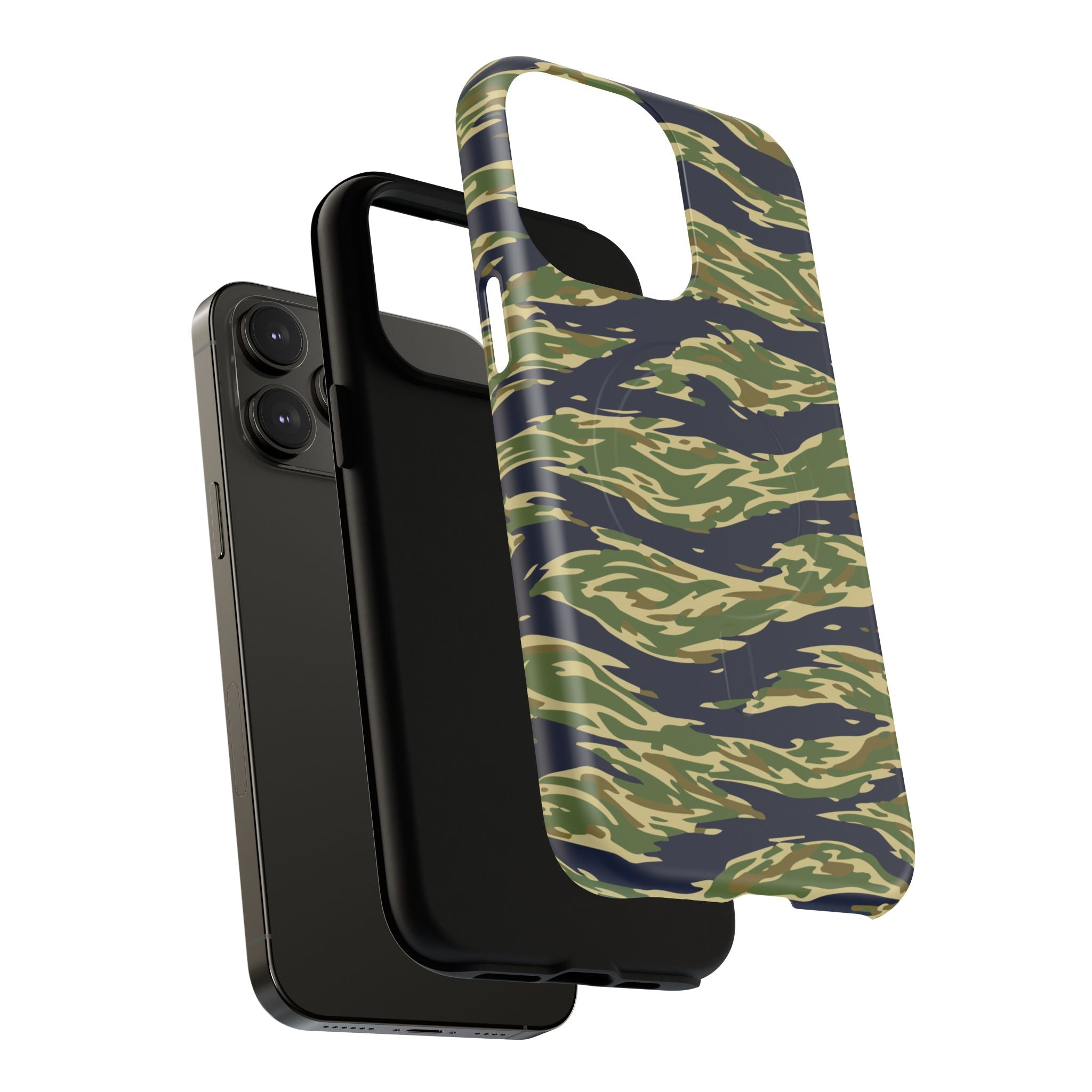 MagSafe® Compatible Tiger Stripe Camouflage iPhone Case – Matte Protective Military Camo Cover