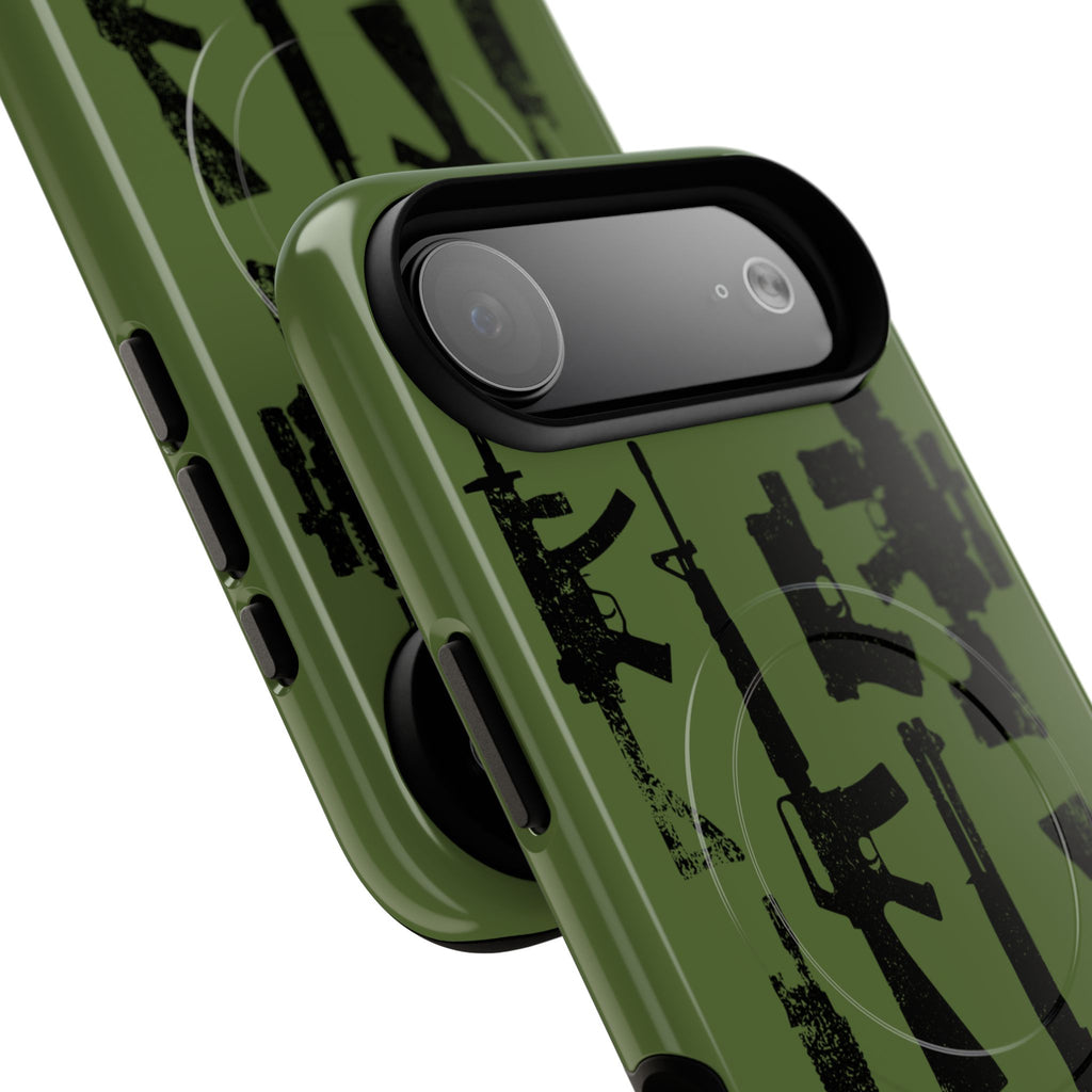 MagSafe Compatible GREEN 'Machine'-Gun iPhone Tough Case