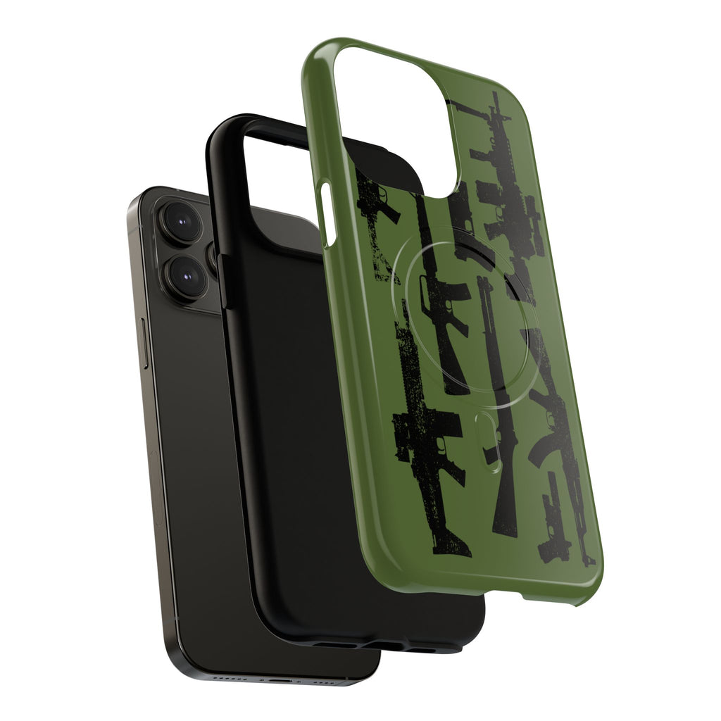 MagSafe Compatible GREEN 'Machine'-Gun iPhone Tough Case