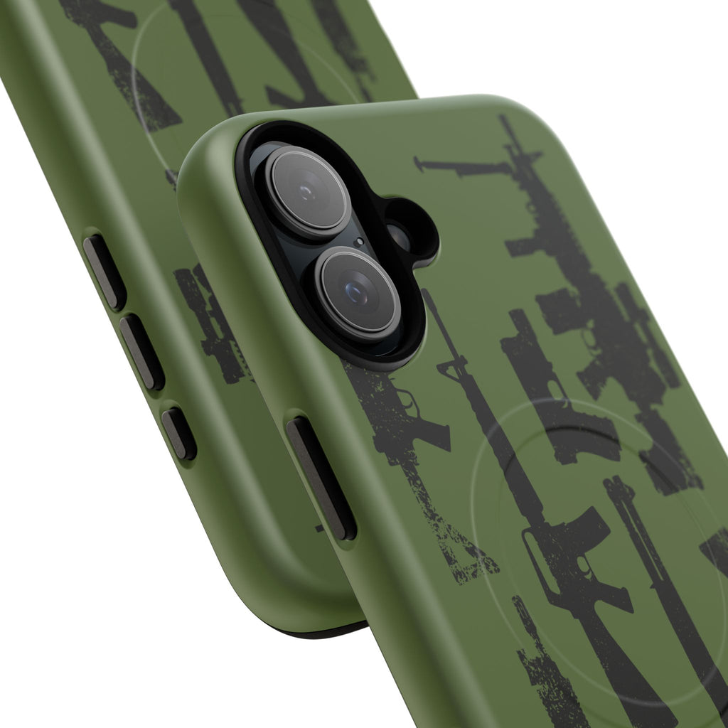 MagSafe Compatible GREEN 'Machine'-Gun iPhone Tough Case