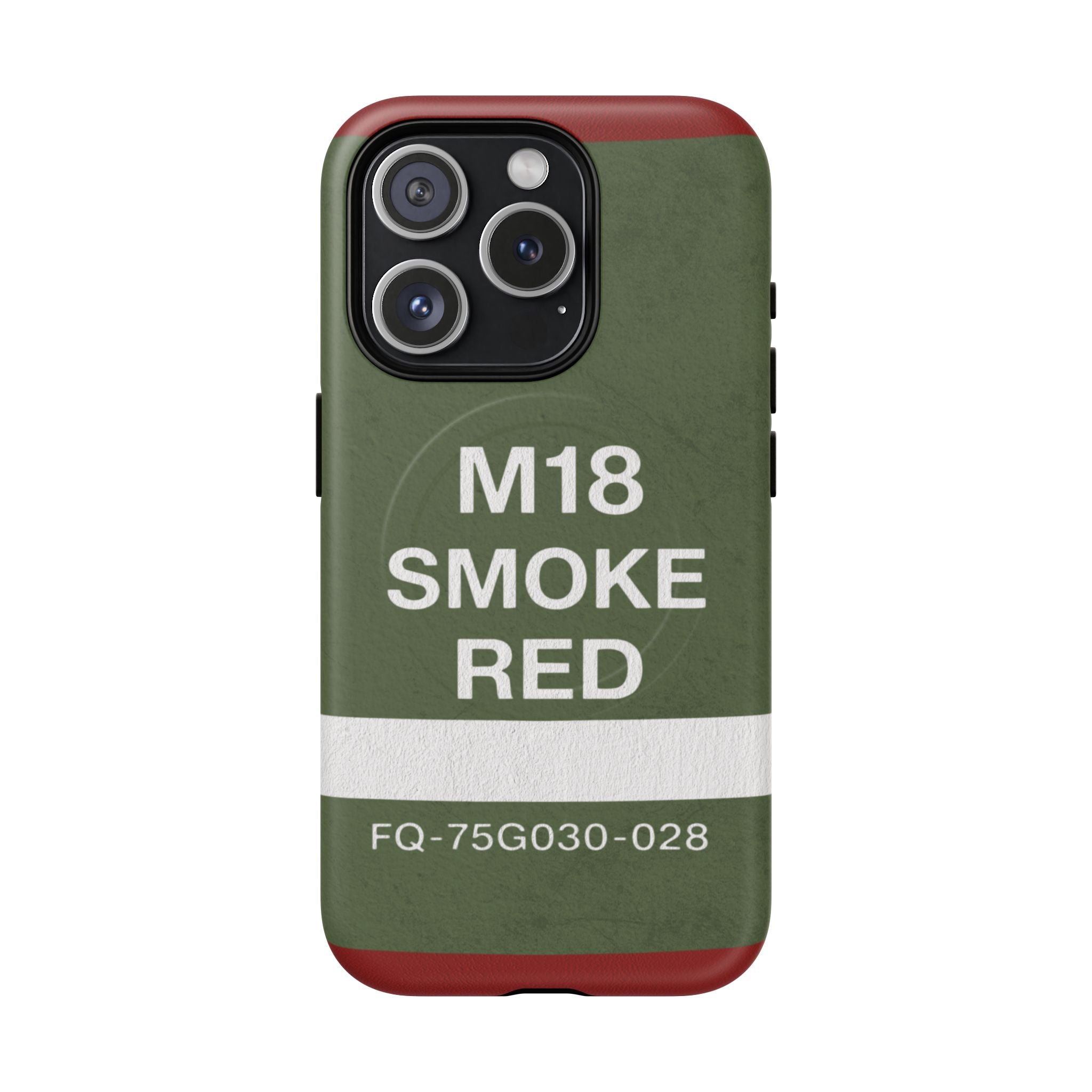 MagSafe® Compatible M18 Smoke Red Tough Phone Case — Military Green Protective Cover