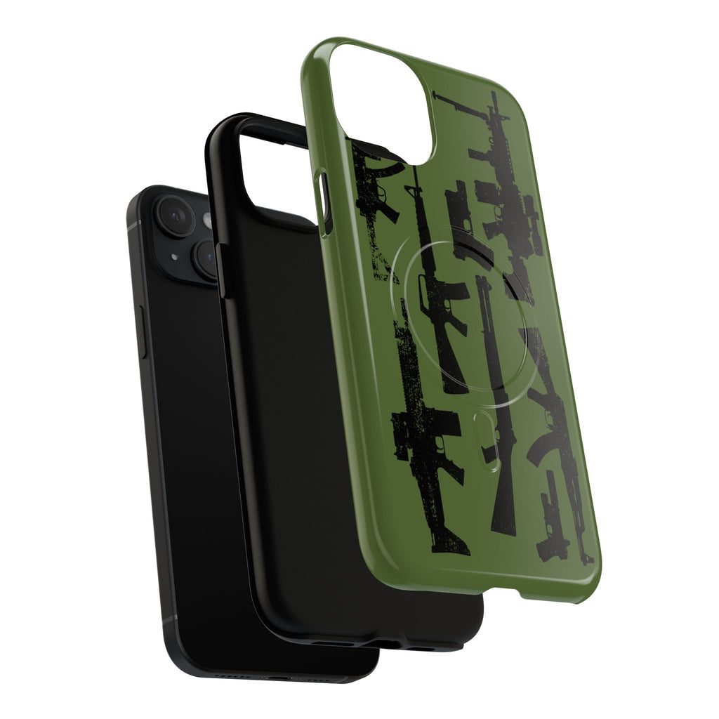 MagSafe Compatible GREEN 'Machine'-Gun iPhone Tough Case