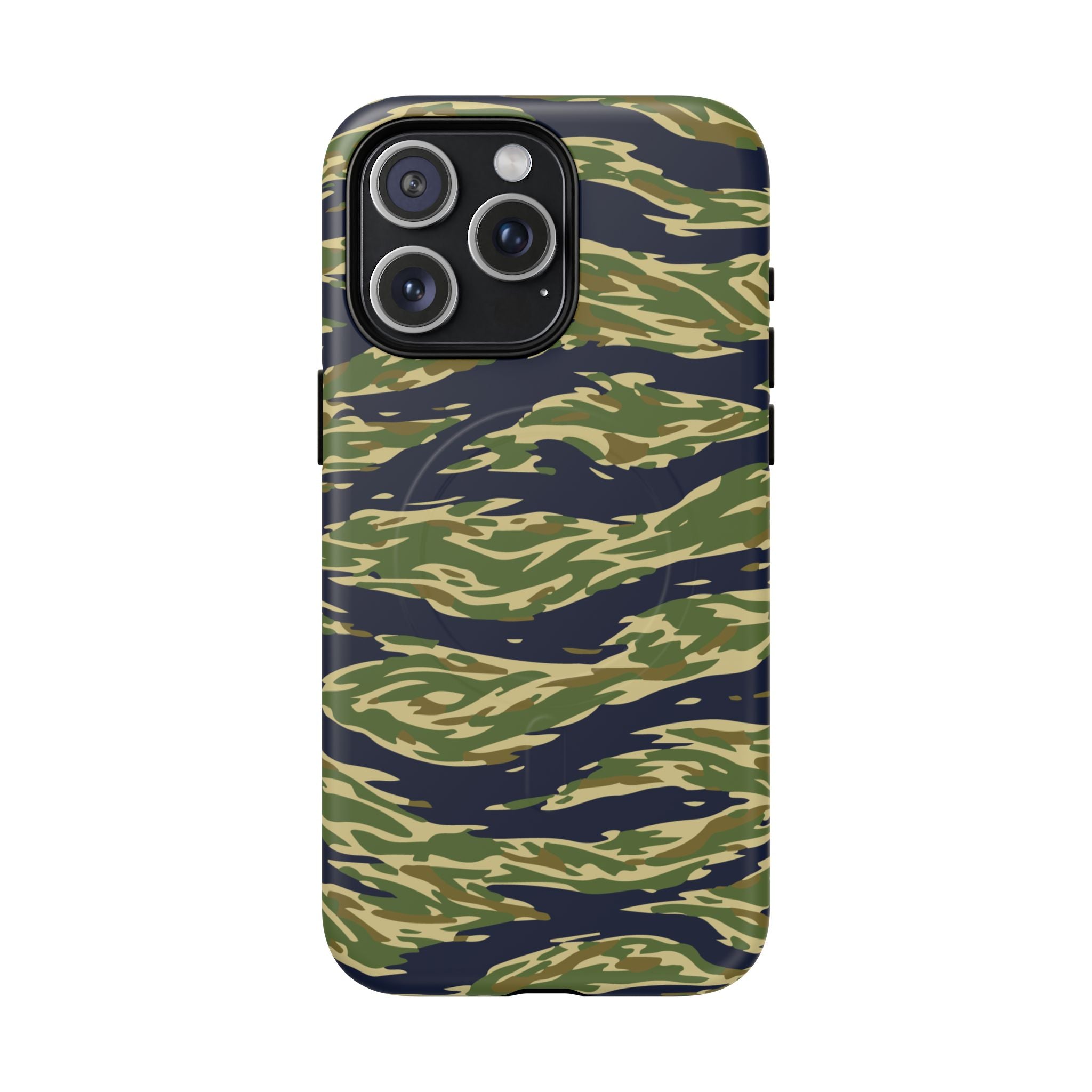 MagSafe® Compatible Tiger Stripe Camouflage iPhone Case – Matte Protective Military Camo Cover
