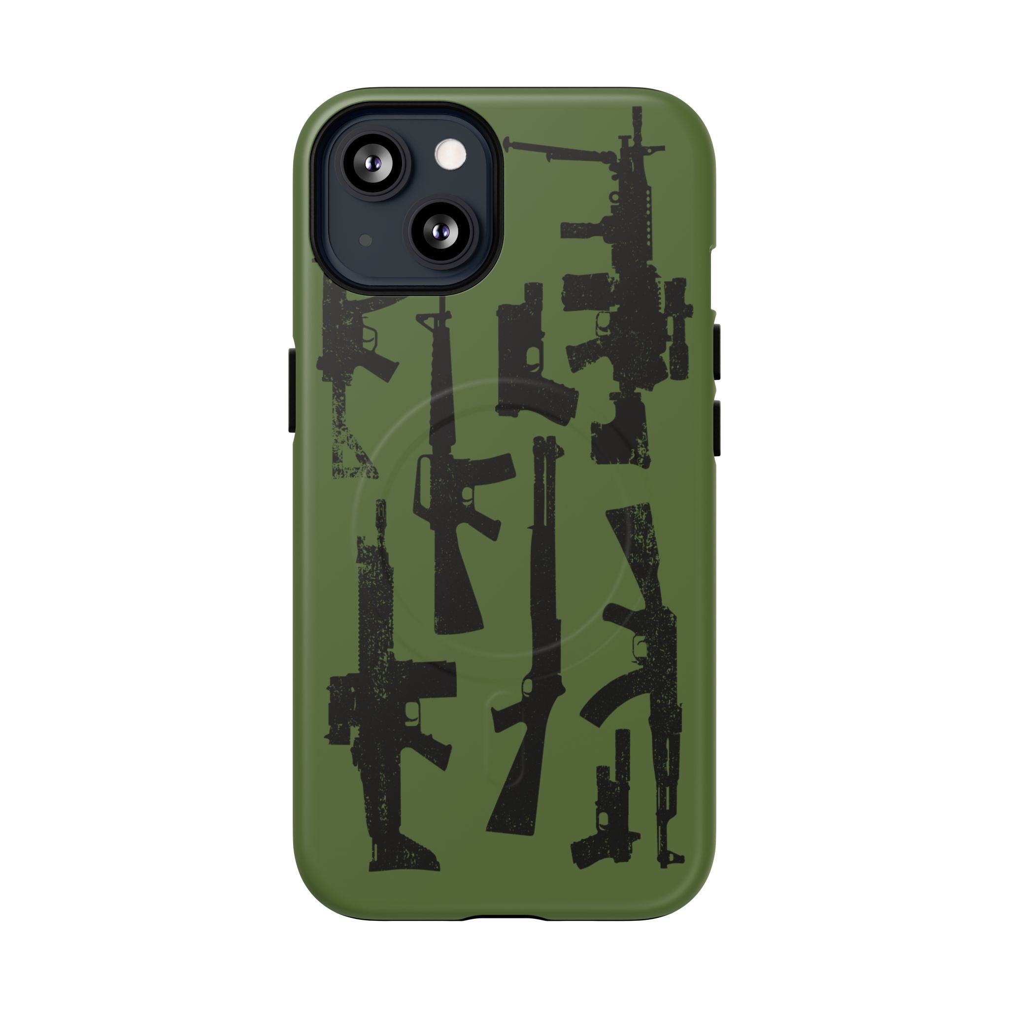 MagSafe Compatible GREEN 'Machine'-Gun iPhone Tough Case