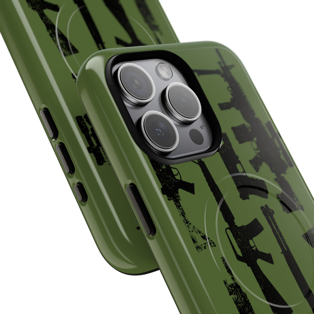 MagSafe Compatible GREEN 'Machine'-Gun iPhone Tough Case