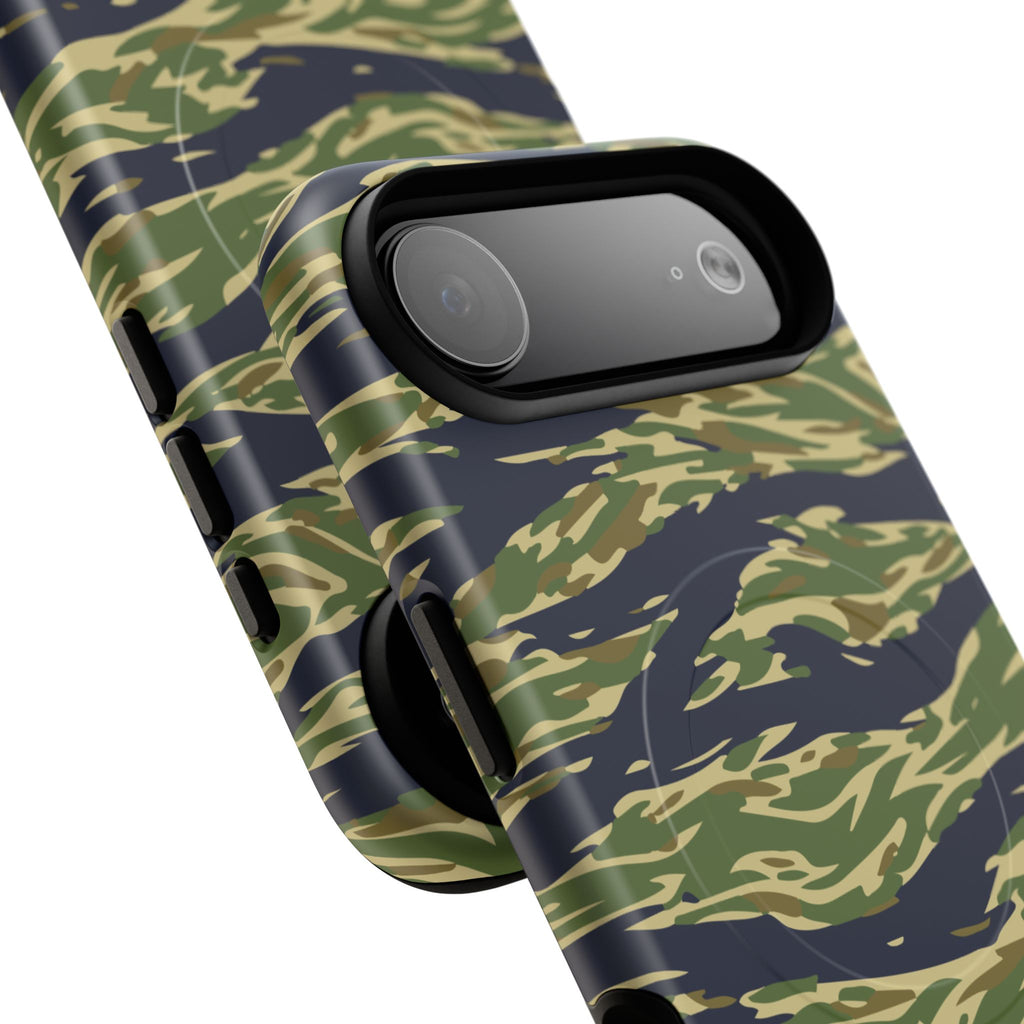 MagSafe® Compatible Tiger Stripe Camouflage iPhone Case – Matte Protective Military Camo Cover