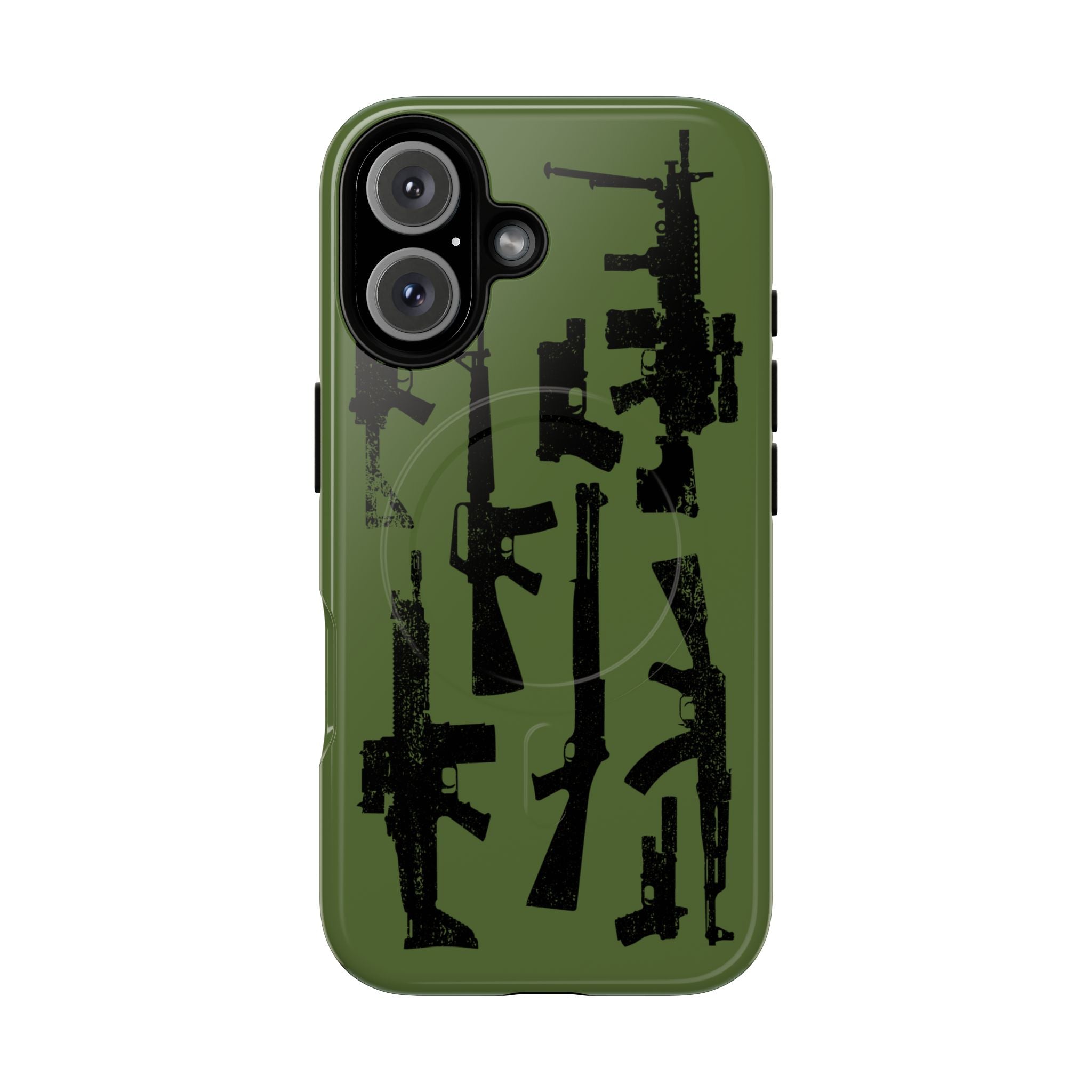 MagSafe Compatible GREEN 'Machine'-Gun iPhone Tough Case
