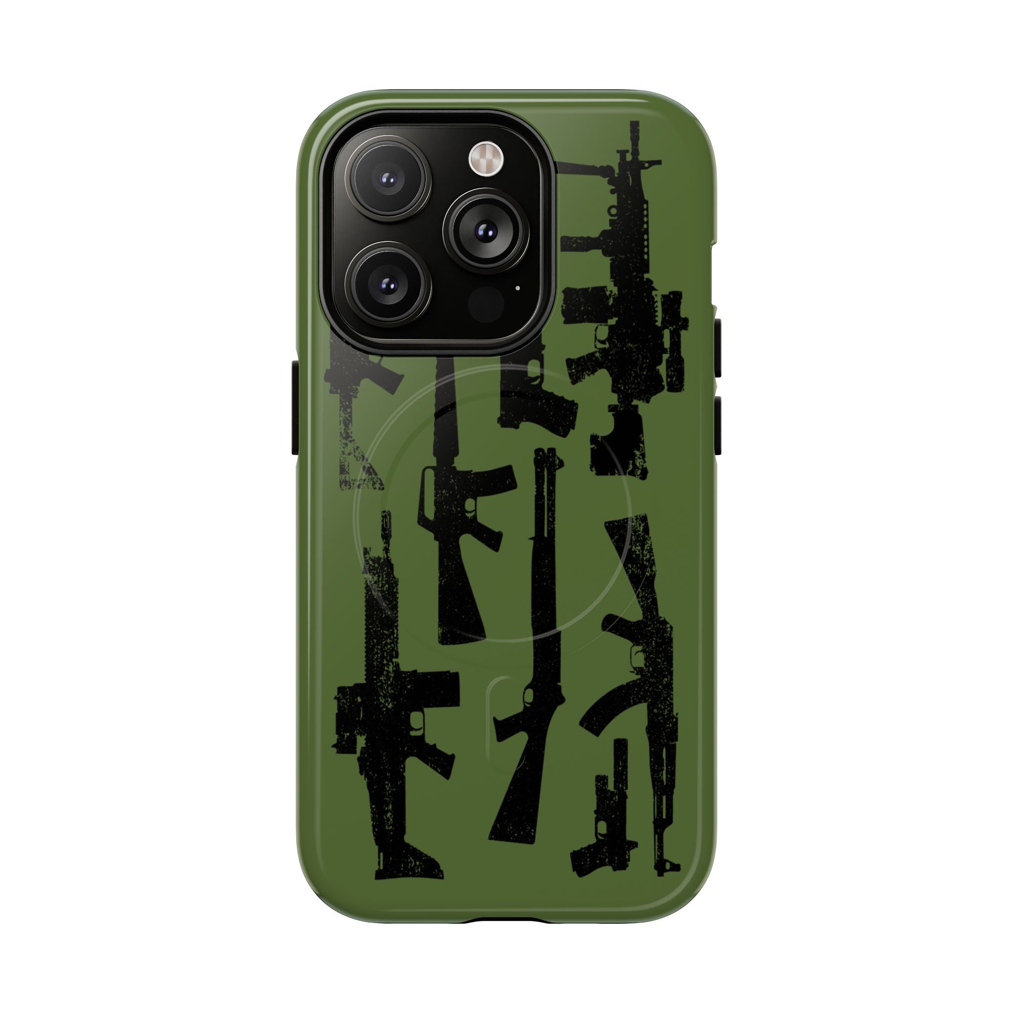 MagSafe Compatible GREEN 'Machine'-Gun iPhone Tough Case