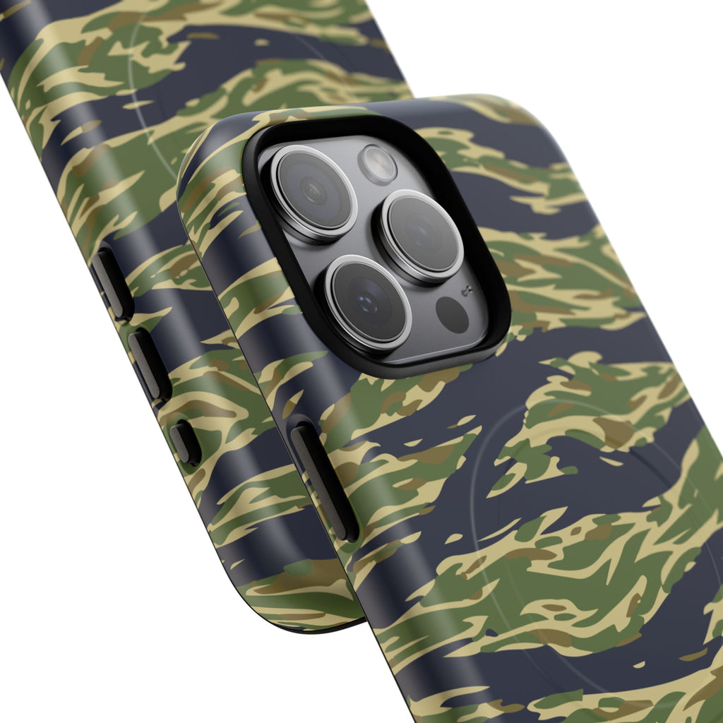 MagSafe® Compatible Tiger Stripe Camouflage iPhone Case – Matte Protective Military Camo Cover