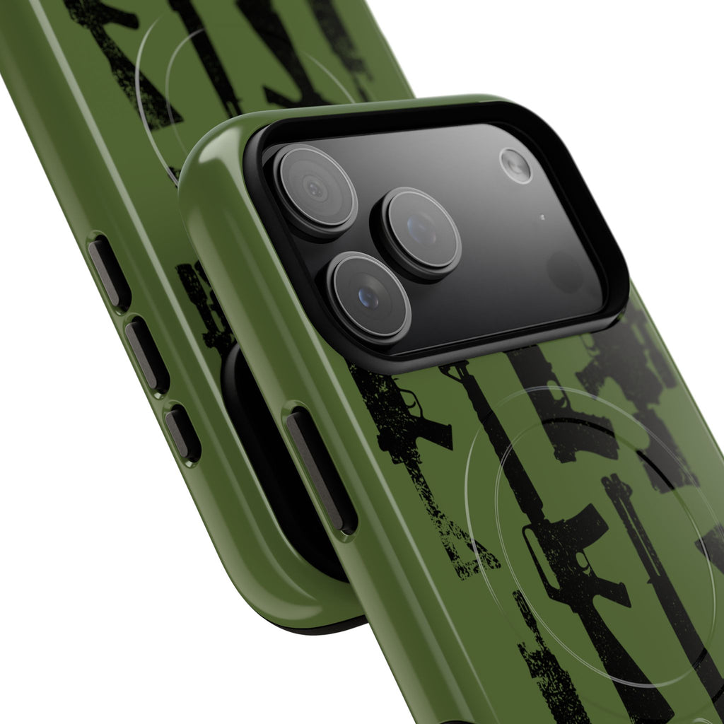 MagSafe Compatible GREEN 'Machine'-Gun iPhone Tough Case